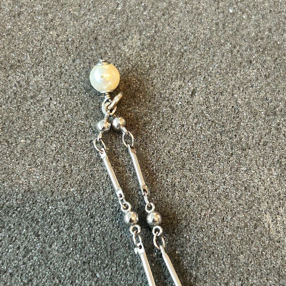 CHANEL Silver White Necklace with Pearls & Crystals Authentic 🔥Sale Ends Jan 1🔥 - Picture 7 of 10
